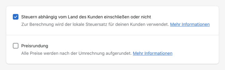 Steuren abhangig Vom Land des Kunden einschliessen oder nicht